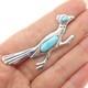 Old Pawn Sterling Silver Vintage Southwestern Turquoise Roadrunner Pin Brooch