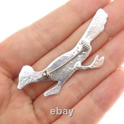 Old Pawn Sterling Silver Vintage Southwestern Turquoise Roadrunner Pin Brooch
