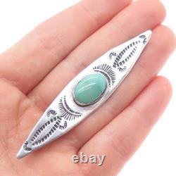 Old Pawn Sterling Silver Vintage Southwestern Tyrone Turquoise Tribal Pin Brooch
