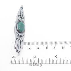Old Pawn Sterling Silver Vintage Southwestern Tyrone Turquoise Tribal Pin Brooch
