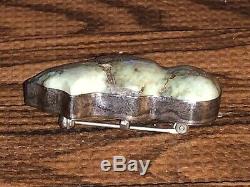 Old Pawn Sterling Silver Zuni Turquoise Bear Fetish Pendant / Brooch / Pin