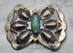 Old Pawn Vintage Navajo Spiderweb Turquoise Pin Brooch