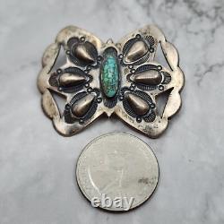 Old Pawn Vintage Navajo Spiderweb Turquoise Pin Brooch