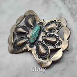 Old Pawn Vintage Navajo Spiderweb Turquoise Pin Brooch