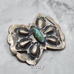 Old Pawn Vintage Navajo Spiderweb Turquoise Pin Brooch