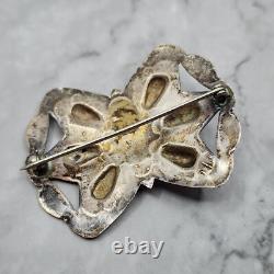 Old Pawn Vintage Navajo Spiderweb Turquoise Pin Brooch