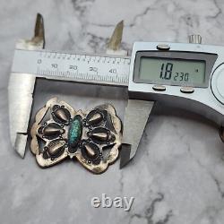 Old Pawn Vintage Navajo Spiderweb Turquoise Pin Brooch