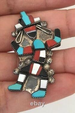 Old Pawn Vintage Sterling Silver Zuni Kachina Rainbow Dancer Pin/pendant