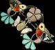 Old Pawn Vintage Zuni Or Navajo Sterling Coral Onyx Inlay Hummmingbird Pendant