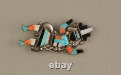 Old Pawn Vintage Zuni Silver Inlay Rainbow Man Pin 2 5/8 Tall