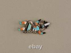 Old Pawn Vintage Zuni Silver Inlay Rainbow Man Pin 2 5/8 Tall
