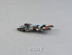 Old Pawn Vintage Zuni Silver Inlay Rainbow Man Pin 2 5/8 Tall