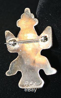 Old Pawn Zuni 925 Sterling Silver Stone Knifewing Kachina Brooch Pin Signed Rex