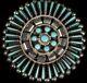 Old Pawn Zuni Circle Wreath Needlepoint Snake Eye Turquoise Sterling Pin Pendant