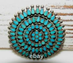 Old Pawn Zuni DISHTA Family Turquoise Brooch Pin Pendant Vintage Native American