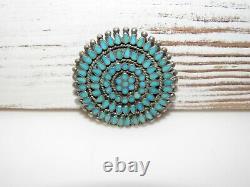 Old Pawn Zuni DISHTA Family Turquoise Brooch Pin Pendant Vintage Native American