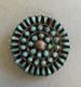 Old Pawn Zuni Sterling Silver And Turquoise Pin 1 3/8