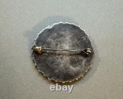 Old Pawn Zuni Sterling Silver and Turquoise Pin 1 3/8