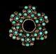 Old Pawn Zuni Wreath Snake Eye Turquoise & Sterling Silver Pin Brooch