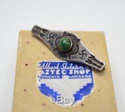 Old Pawn vtg Navajo Trading Post Pin Whirling Logs Turquoise Silver Fred Harvey
