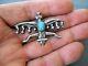 Old Southwestern Native American Turquoise Sterling Silver Kachina Pin Brooch