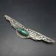 Old Style Navajo Hand-stamped Sterling Silver Turquoise Thunderbird Pin/brooch