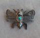 Old Unusual Vintage Silver Turquoise Native American Handmade Insect Pin