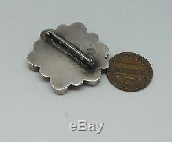 Old Vintage Native American Silver Untreated Turquoise Cluster Brooch Pin