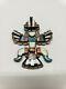 Old Vintage Teddy Weahkee Zuni Sterling Silver & Mosaic Inlay Knifewing Pin