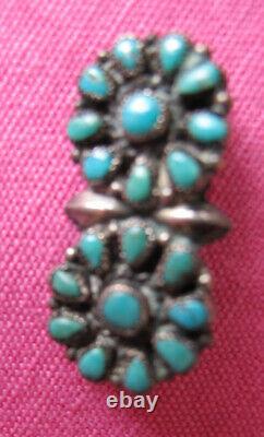 Old Vintage ZUNI TURQUOISE STERLING SILVER TURQUOISE MINIATURE CHILD PINFREE H