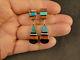 Old Zuni Pueblo Channel Inlay Silver Dangle S/b Earrings 9.4 Gms Tucson Estate