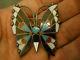 Old Multi Stone Sterling Silver Butterfly Pin 2 1/8 X 2