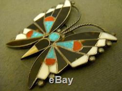 Old multi stone sterling silver butterfly pin 2 1/8 x 2