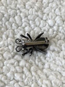 Old pawn native american Fly/Bee sterling silver turquoise pin