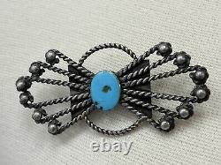 Old pawn native american turquoise pin Brooch Sterling Silver Handmade