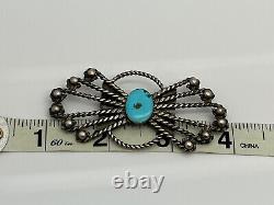 Old pawn native american turquoise pin Brooch Sterling Silver Handmade