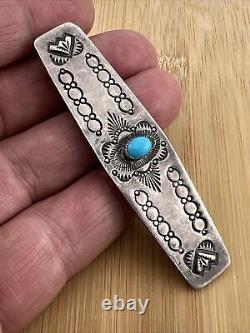 Old pawn native american turquoise sterling silver hair pin