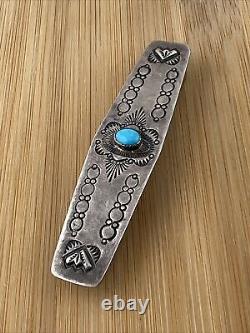 Old pawn native american turquoise sterling silver hair pin