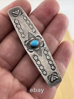 Old pawn native american turquoise sterling silver hair pin