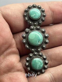 Old pawn native american turquoise sterling silver pin Brooch