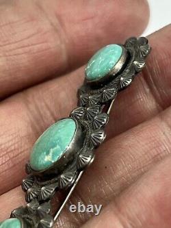 Old pawn native american turquoise sterling silver pin Brooch