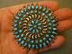 Old Turquoise Sterling Silver Cluster Pin 3