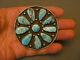 Old Turquoise Sterling Silver Cluster Pin 3