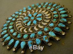 Old turquoise sterling silver cluster pin 3