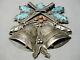 One Of Best Moving Bell Vintage Navajo Turquoise Coral Sterling Silver Pin