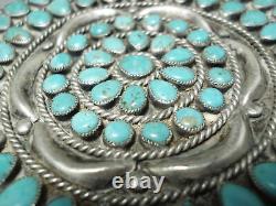 One Of The Biggest Best Vintage Navajo Turquoise Sterling Silver Pin