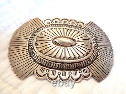 Ornate Vintage Native American Lg Sterling Concho Booth/pin Signed E S