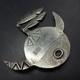 Powerful Signed Vintage Navajo Sterling Silver Horned Moon Face Pin Brooch
