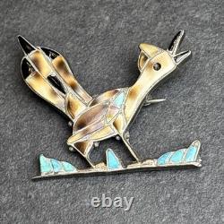 Pablita Quam Zuni Attr Roadrunner Bird Sterling Silver Brooch Vintage K6