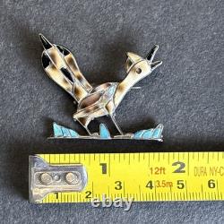 Pablita Quam Zuni Attr Roadrunner Bird Sterling Silver Brooch Vintage K6